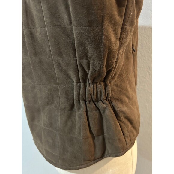 Faconnable Women’s Brown Goatskin Suede Quilted Vest size S Zip Up - Picture 8 of 10